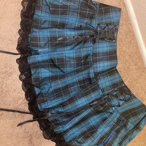 Widow Song Of Sadness Pleated green plaid mini skirt 3x